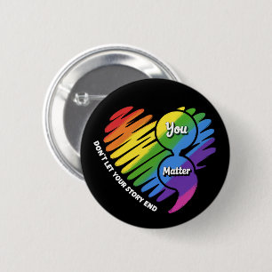 Bóton Redondo 5.08cm Semikolon Prevenção ao Suicídio LGBTQ Saúde Mental