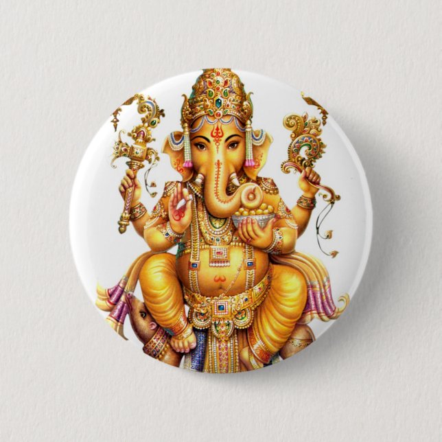 BÓTON REDONDO 5.08CM SENHOR GANESH HINDU DEUS (Frente)