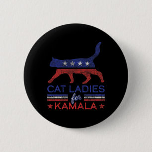 Bóton Redondo 5.08cm Senhoras Pelo Gato Democrata De Kamala Engraçado P