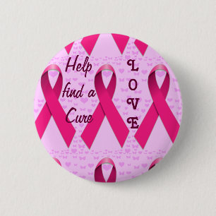 Bóton Redondo 5.08cm Sensibilização para o Cancer do Amor e da Ajuda_
