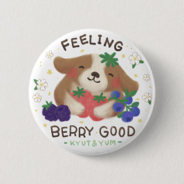 Bóton Redondo 5.08cm Sentindo-se Muito Bem: Cachorro Fofo com Frutas