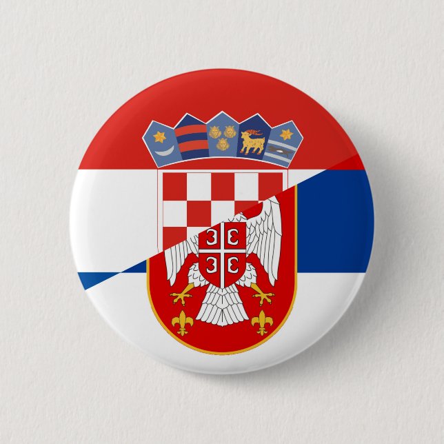 Bóton Redondo 5.08cm serbia croatia bandeira país meio símbolo (Frente)