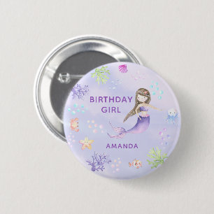 Bóton Redondo 5.08cm Sereia aniversário MENINA