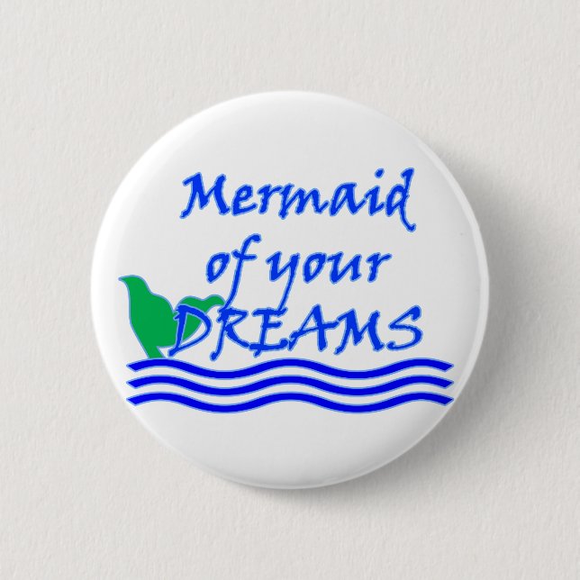 Bóton Redondo 5.08cm Sereia De Seus Sonhos (Azul) (Frente)