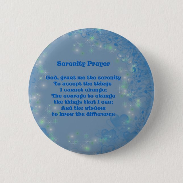 Bóton Redondo 5.08cm Serenity Prayer Hearts Inspirational Button (Frente)