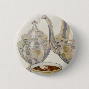 Bóton Redondo 5.08cm Serviço de Café Vintage Silver