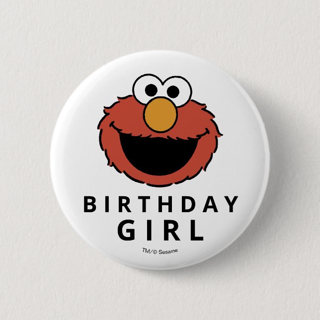 Bóton Redondo 5.08cm Sesame Street | Elmo - Primeiro Botão de Aniversár (Frente)