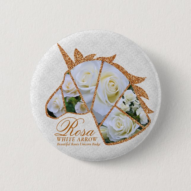 Bóton Redondo 5.08cm Seta Branca de Rosa (Frente)