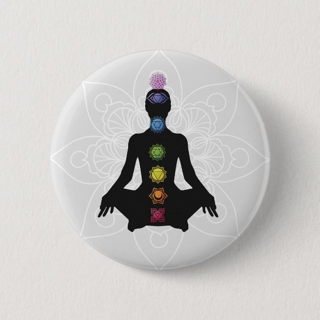 Bóton Redondo 5.08cm Sete chakras silhouette (Frente)