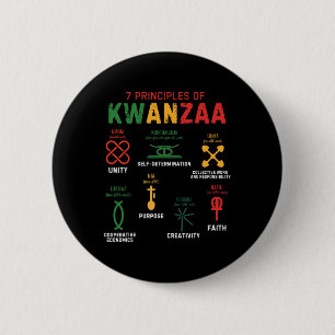 Bóton Redondo 5.08cm Sete Princípios De Kwanzaa Happy Kwanzaa 3