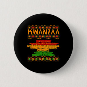 Bóton Redondo 5.08cm Sete Princípios De Kwanzaa Orgulhosos Afro-America