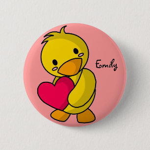 Bóton Redondo 5.08cm [Seu nome] botão do amor de Duckie