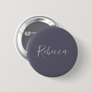 Bóton Redondo 5.08cm Seu Nome   Script Lavanda Elegante em Roxo Turvo