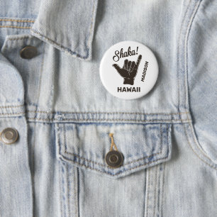 Bóton Redondo 5.08cm Shaka de nome e localização personalizada