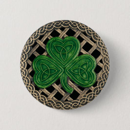 Bóton Redondo 5.08cm Shamrock and Celtic Knot Button Black