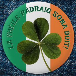 Bóton Redondo 5.08cm Shamrock/Flag of Ireland Happy Rua. Dia de Patrick
