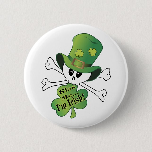 Bóton Redondo 5.08cm Shamrock Skull (Frente)