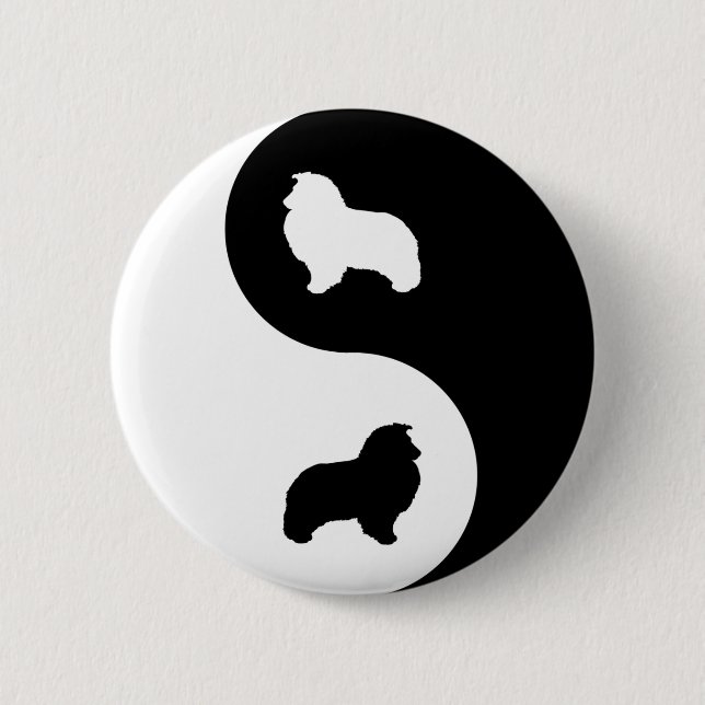 Bóton Redondo 5.08cm Sheepdog de Shetland Yin Yang (Frente)