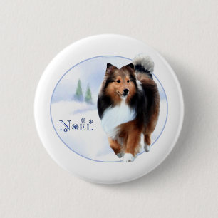 Bóton Redondo 5.08cm Shetland Sheepdog Noel - Botão