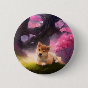 Bóton Redondo 5.08cm Shiba Inu Fantasy Anime