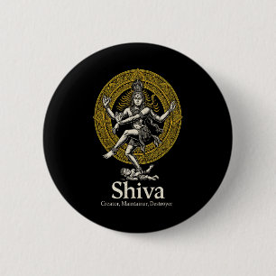 Bóton Redondo 5.08cm Shiva Criador Preservador Destruidor Nataraja Hind