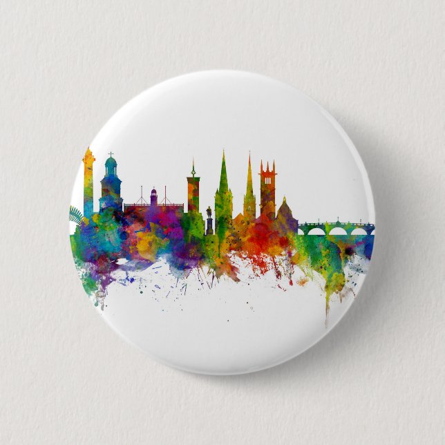 Bóton Redondo 5.08cm Shrewsbury England Skyline (Frente)