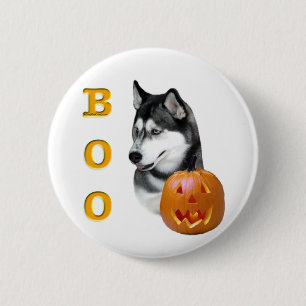 Bóton Redondo 5.08cm Siberian Husky (preto) Boo