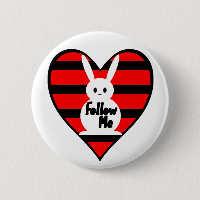 Bóton Redondo 5.08cm Siga-me o coelho branco (Frente)