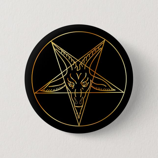 Bóton Redondo 5.08cm Sigil dourado de Baphomet (Frente)