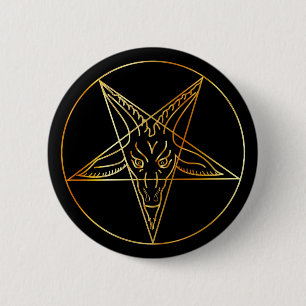 Bóton Redondo 5.08cm Sigil dourado de Baphomet