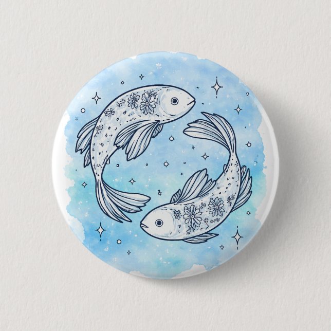 Bóton Redondo 5.08cm Signo de Peixes (Frente)