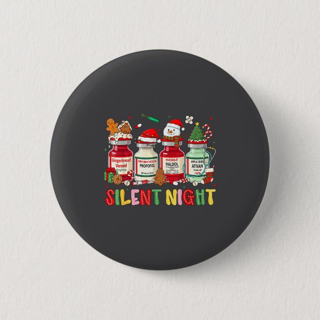 Bóton Redondo 5.08cm Silent Night Funny Nurse Christmas Design  (Frente)