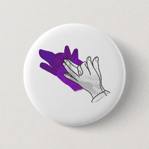 Bóton Redondo 5.08cm Silhueta da Mão Lobo Roxo