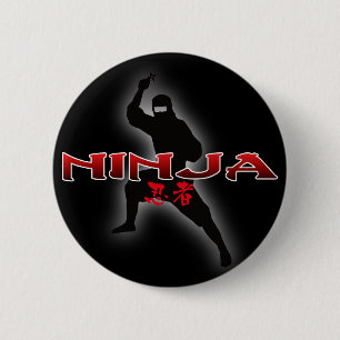 Bóton Redondo 5.08cm Silhueta de Ninja