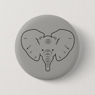Bóton Redondo 5.08cm Silhueta de rosto de elefante
