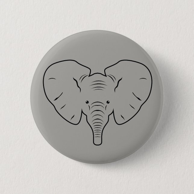 Bóton Redondo 5.08cm Silhueta de rosto de elefante (Frente)