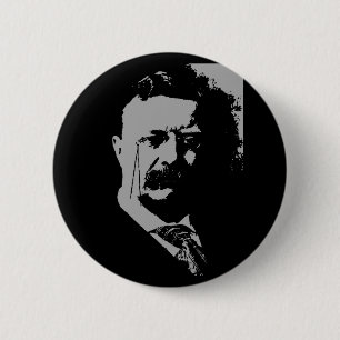 Bóton Redondo 5.08cm Silhueta de Theodore Roosevelt