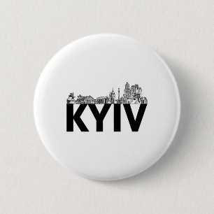 Bóton Redondo 5.08cm Silhueta do Contorno da Cidade de Kiev Ucrânia Eur