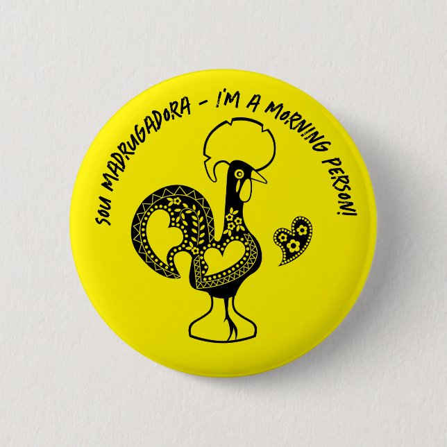 Bóton Redondo 5.08cm Silhueta Moderna do Riser Antecipado do Galo Portu (Frente)