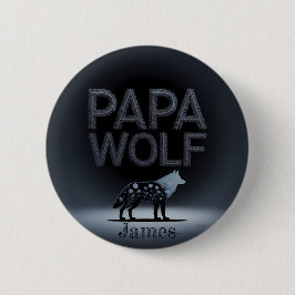 Bóton Redondo 5.08cm Silhueta Personalizada do Papai Lobo Natureza