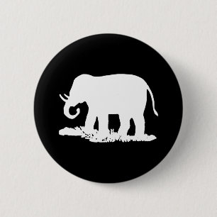 Bóton Redondo 5.08cm Silhueta preto e branco do elefante