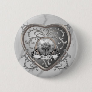 Bóton Redondo 5.08cm Silver Jewel Fairy Heart