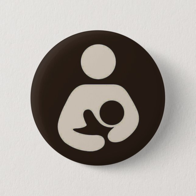 Bóton Redondo 5.08cm Símbolo amamentando Pinback Brown (Frente)