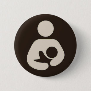 Bóton Redondo 5.08cm Símbolo amamentando Pinback Brown