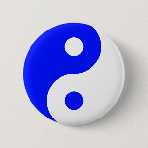 Bóton Redondo 5.08cm Símbolo azul de Yin Yang