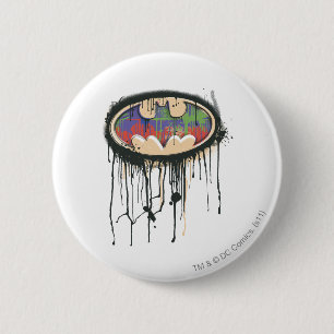 Bóton Redondo 5.08cm Símbolo Batman   Logotipo vermelho roxo verde