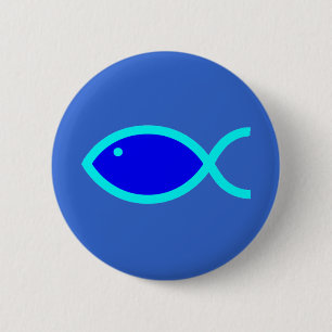 Bóton Redondo 5.08cm Símbolo cristão dos peixes - RUIDOSAMENTE! Azul