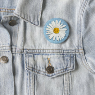 Bóton Redondo 5.08cm Símbolo Daisy Flower Inner Peace - Pale Denim