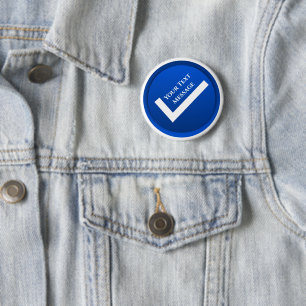 Bóton Redondo 5.08cm Símbolo de Marca de Verificação Azul