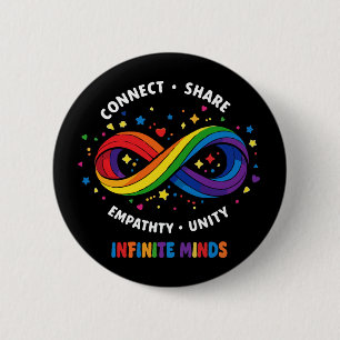 Bóton Redondo 5.08cm Símbolo de Neurodiversidade Infinity Rainbow - Inf